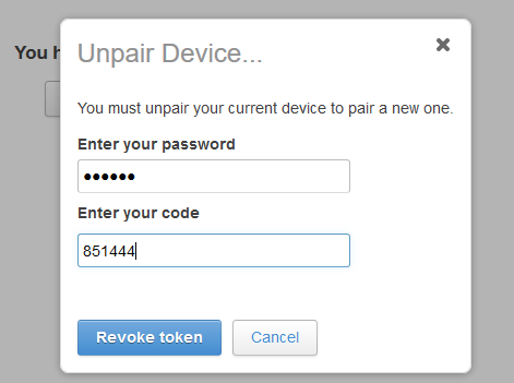 The Unpair Device dialog box The Unpair Device dialog box