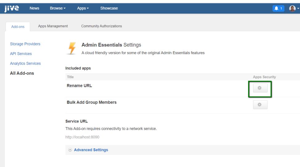 Admin Essentials add-on settings A screenshot of the Admin Essentials add-on settings