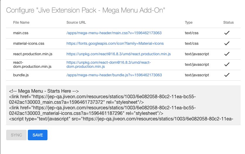 A screenshot of the Advanced Navigation add-on status with sync-up completed